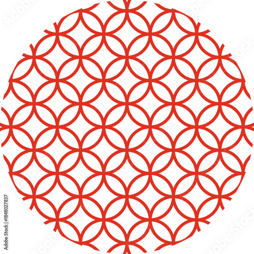 Red interlocking circles traditional Japanese pattern background