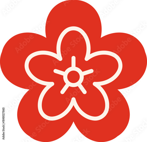 Red plum blossom icon representing spring and new year