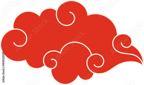 Red auspicious cloud graphic representing Chinese culture