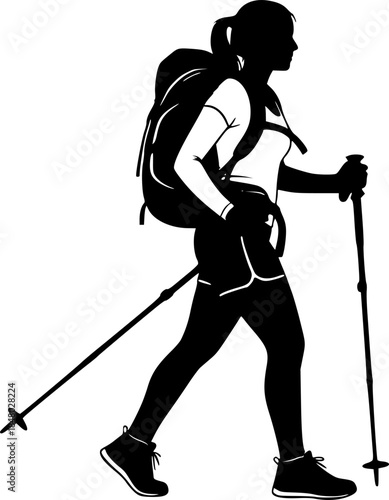 Hiking Explorer Trekking Silhouette Vector Icon