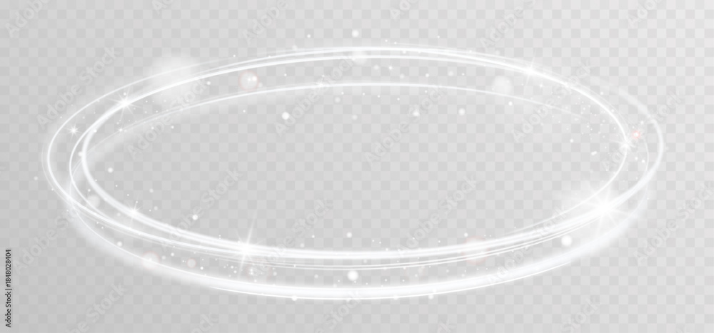 custom made wallpaper toronto digitalGlowing white spiral with rotating shiny rings and abstract speed lines, creating dynamic circular motion and luminous light trail effect on transparent background.
