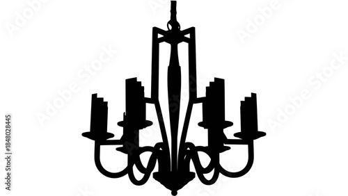 Silhouette of a classic multi arm chandelier with candle holders