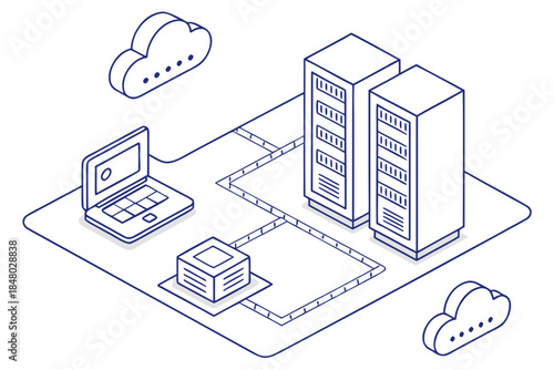 Cloud Server Infrastructure Illustration Minimal  (1) Vector Icon