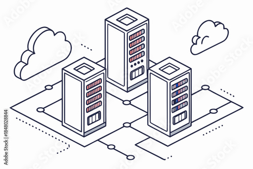 Cloud Server Infrastructure Illustration Minimal  (2) Vector Icon