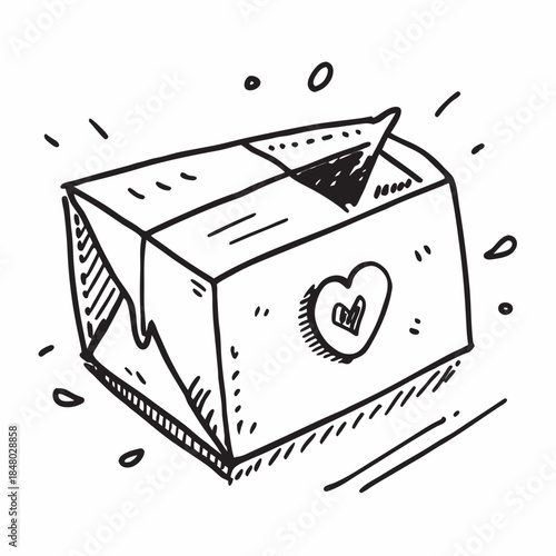 Delivery Box With Heart Seal E Commerce Valentin SVG Vector Illustration 47