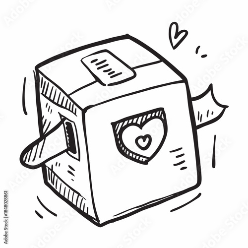 Delivery Box With Heart Seal E Commerce Valentin SVG Vector Illustration 12