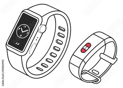 Smart Wearable Technology Illustration Minimal Ve Vector Icon