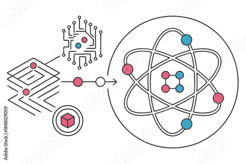 Abstract Quantum Computing Concept Illustration C Vector Icon