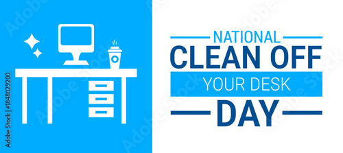 National Clean Off Your Desk Day background, banner, card or poster design template is observed every year during January, to raise awareness about the mission. Vector illustration.
