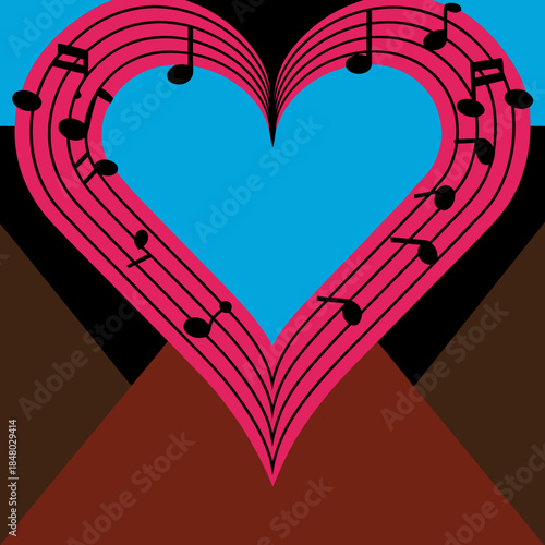 Music Notes Forming Heart Artistic Valentine Ill SVG Vector Illustration 38