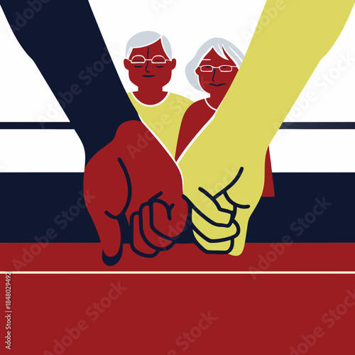 Old Couple Holding Hands Timeless Love Vector SVG Vector Illustration 22