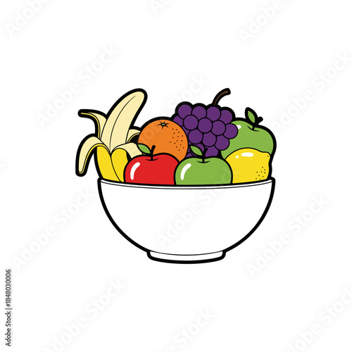 Colorful Mixed Fruit Bowl Full of Fresh Produce.