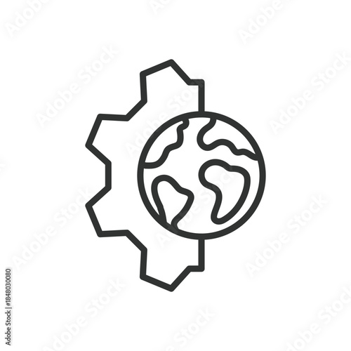 Network management icon in line design. network control, administration, monitoring, global system on white background vector. Network management editable stroke icon