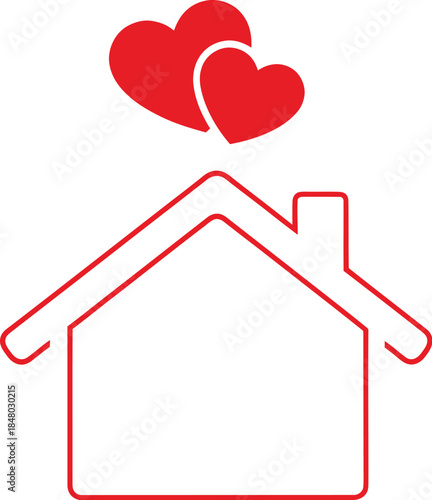 Love and home represented by heart and house