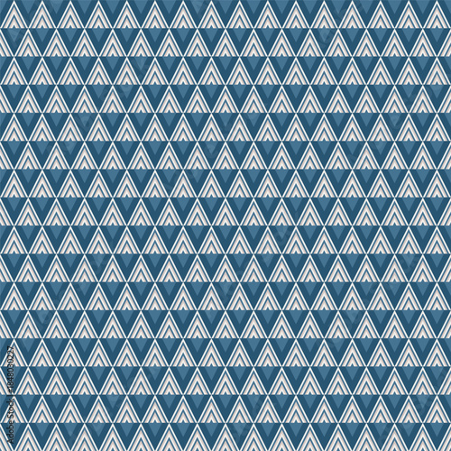 Geometric Seamless Triangle Pattern in Navy Blue and Beige Tones Background