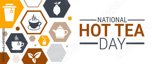 National Hot Tea Day background, banner, card or poster design template is observed every year during January, to raise awareness about the mission. Vector illustration.
