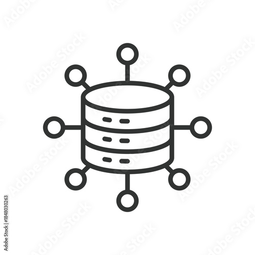 Database icon in line design. data storage, server database, information system on white background vector. Database editable stroke icon