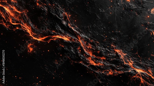 Abstract illustration of flowing molten lava with bright orange glows