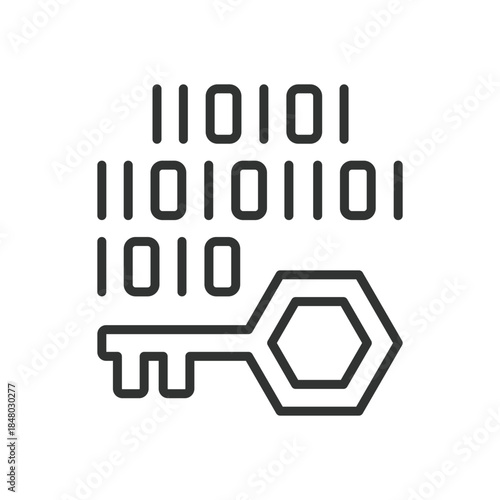 Encryption icon in line design. data encryption, security key, cybersecurity protection on white background vector. Encryption editable stroke icon