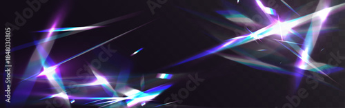 Wallpaper Mural Abstract prismatic crystal light flares and neon reflections creating futuristic sparkle effect with glowing shards on dark background. Torontodigital.ca