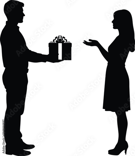 Man giving gift to woman