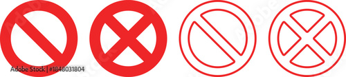 ban icon set. No icon sign. Red Crossed Circle. Stop symbol. Warning symbols. symbolizing restriction
