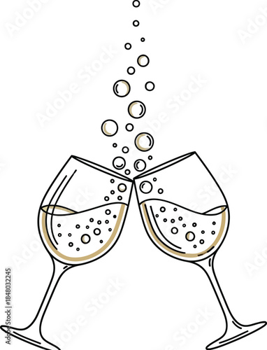 Champagne toast glasses clinking celebration sparkling wine bubbles anniversary party event cheers