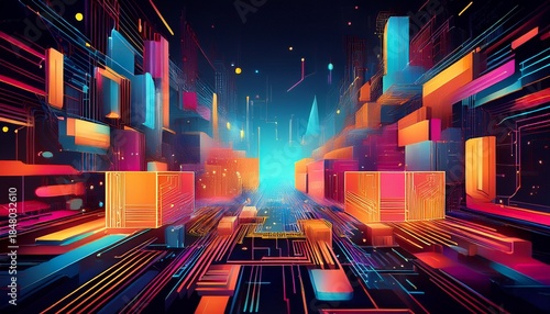 a contemporary digital artwork blending technology and creativity in a digital medium generative ai