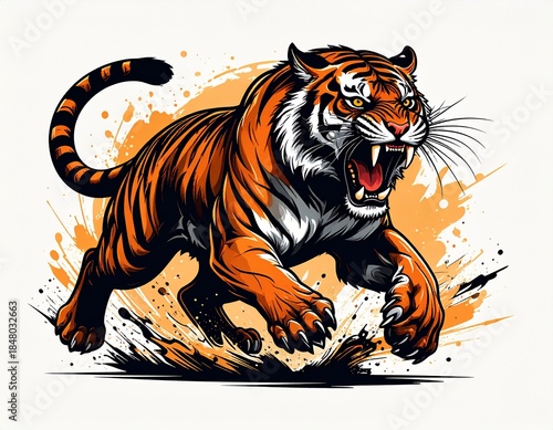 Tiger Vector Illustration for T-Shirt Design, Aggressive Streetwear Style