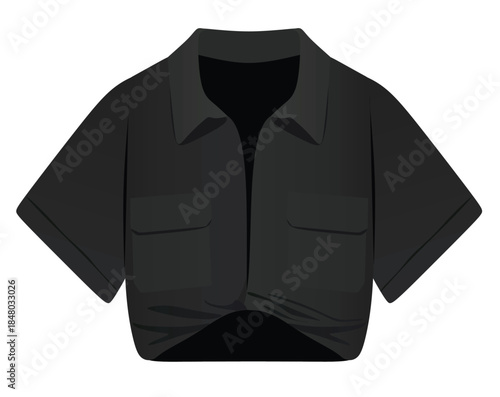 Black women crop shirt. vector illustration