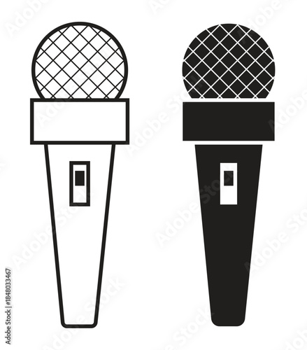 Microphone Icon Set, Filled and Outline Style