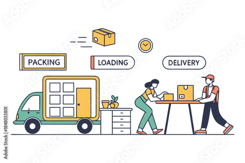 Moving House Service Illustration Flat Vector Wh (2) Vector Icon