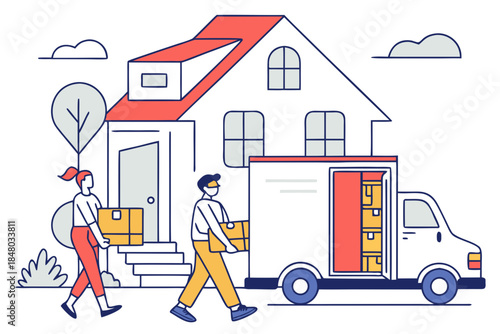 Moving House Service Illustration Flat Vector Wh (3) Vector Icon