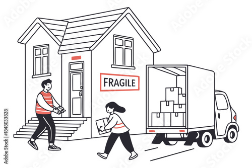 Moving House Service Illustration Flat Vector Wh (1) Vector Icon