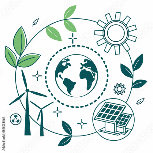 Sustainable Development Concept Illustration Flat (1) Vector Icon