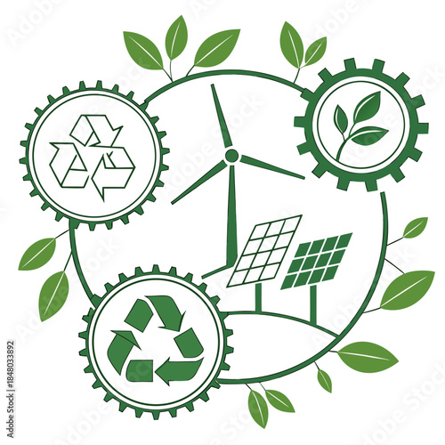 Sustainable Development Concept Illustration Flat Vector Icon