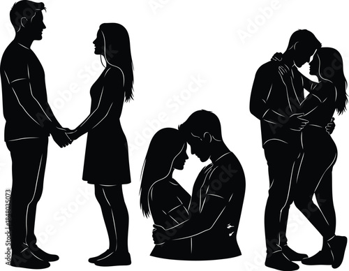 Couple in different relationship stages and emotions