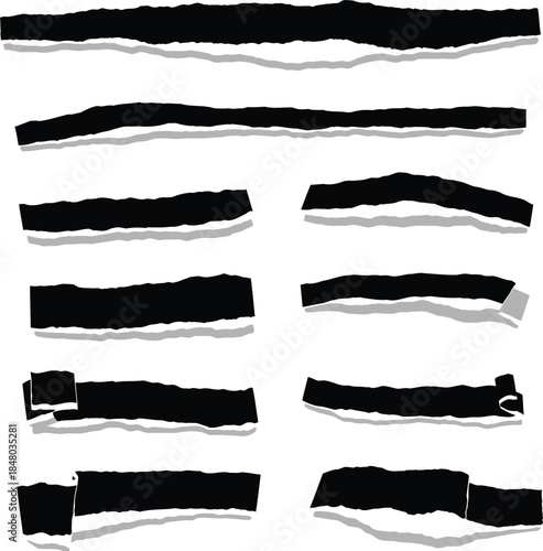 Torn paper edges set for design elements