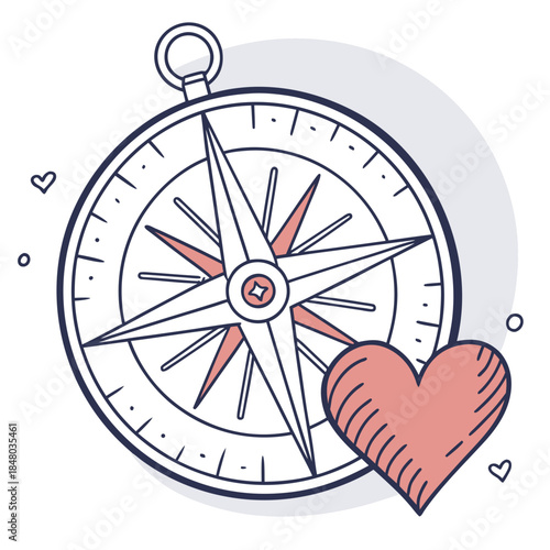 Compass Pointing To Heart Love Direction Concept SVG Vector Illustration 31