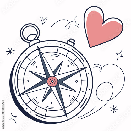 Compass Pointing To Heart Love Direction Concept SVG Vector Illustration 26