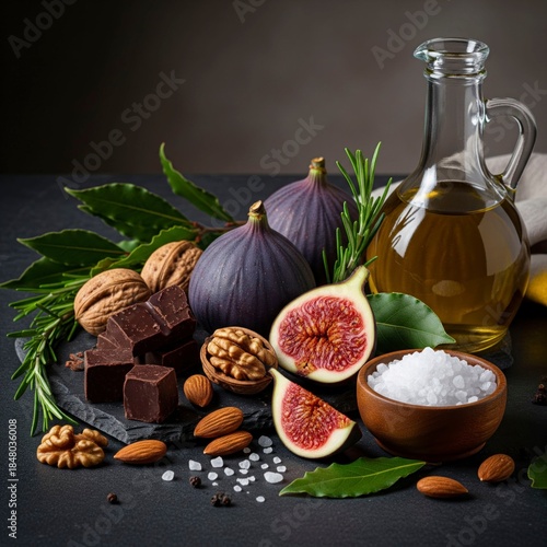 Gourmet Fig and Olive Oil Still Life