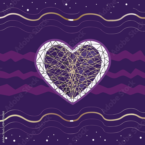 Luxury Valentine Campaign Gold Line Heart On Dar SVG Vector Illustration 10