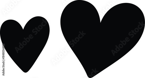 Two black hearts on white background