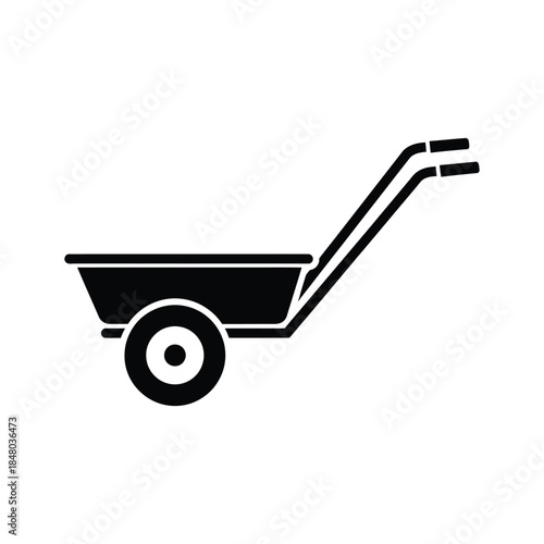 Heavy Duty Two Wheel Garden Cart or Wheelbarrow Vector Illustration