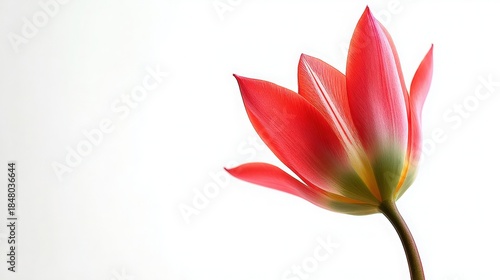 Vibrant Red Tulip Flower Close-up Isolated on White