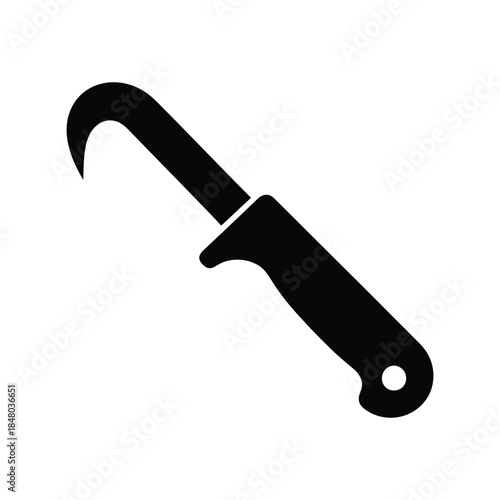 Hooked Blade Garden Knife Icon Isolated on White Background