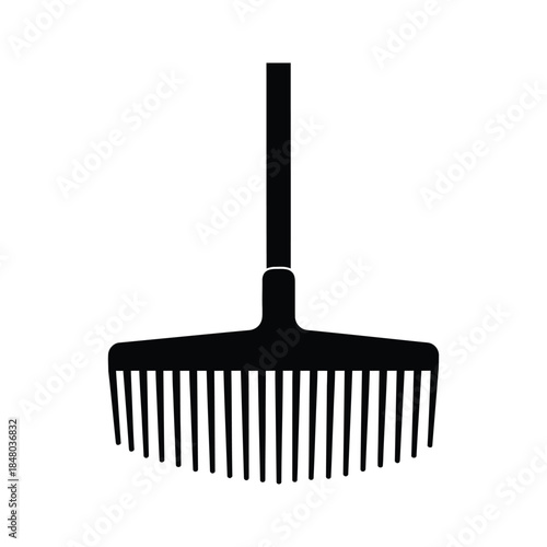 Leveling Rake Tool Icon for Soil and Lawn Care Silhouette Isolated