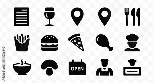 Set of 80 outline icons related to food and drink. Linear icon collection. Editable stroke. Vector illustration