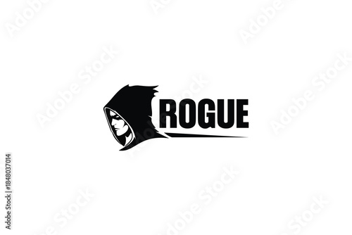 Rogue logo template design.  Character Logo Design with and Hood 