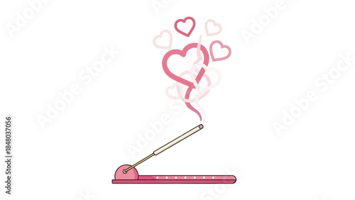 romantic pink love hearts and cigarette with smoke symbolizing passion and romance